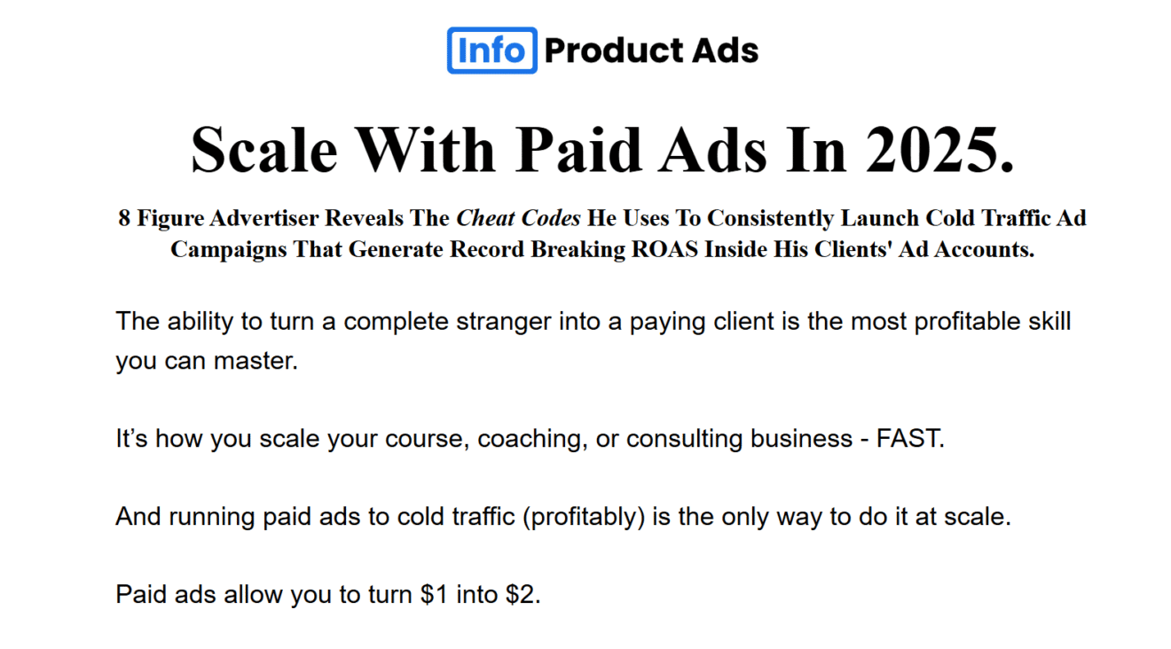 Sam O Halloran – Scale With Paid Ads In 2025 (Info Product Ads)