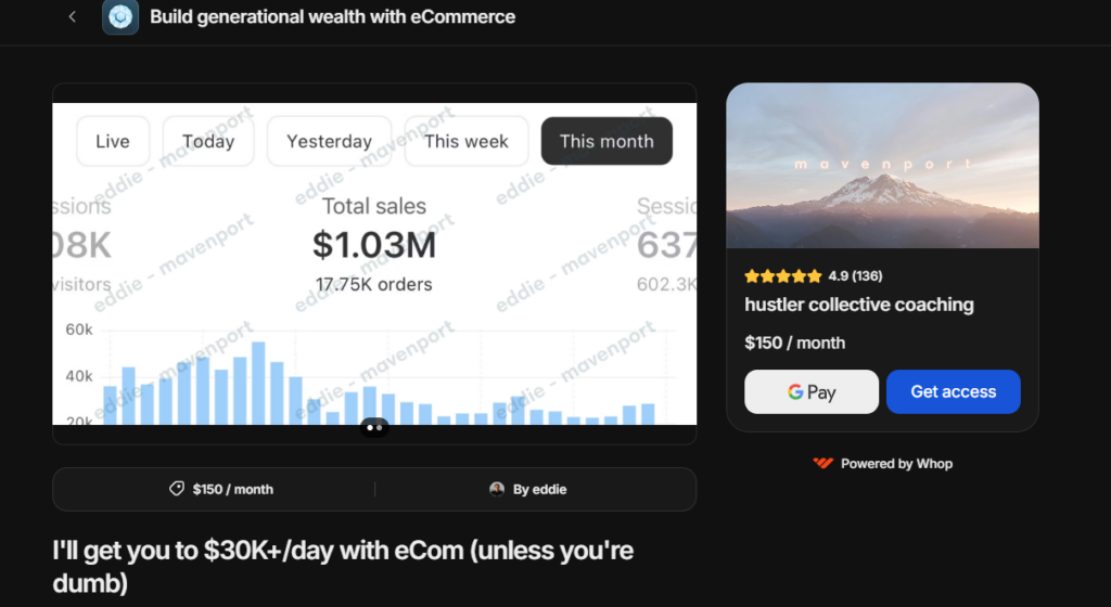 Eddie – Build generational wealth with eCommerce Mavenport – Latest Update 2026 September